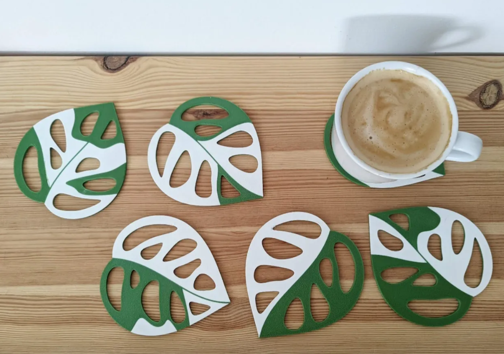 Monstera Adansonii Coasters With Tray — 3D printed by Moon Studio 3D